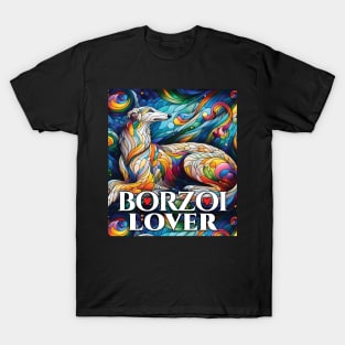 Borzoi lover, stained glass. I love borzois. T-Shirt